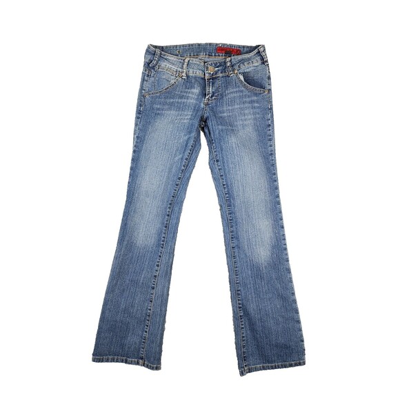 VIGOSS Jeans Womens 3/4 27 Bootcut High Rise Medium Wash Rhinestone Jeweled A024 - Picture 1 of 13